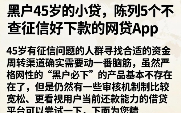 黑户45岁的小贷，陈列5个不查征信好下款的网贷app