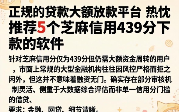 正规的贷款大额放款平台，热忱推荐5个芝麻信用439分下款的软件