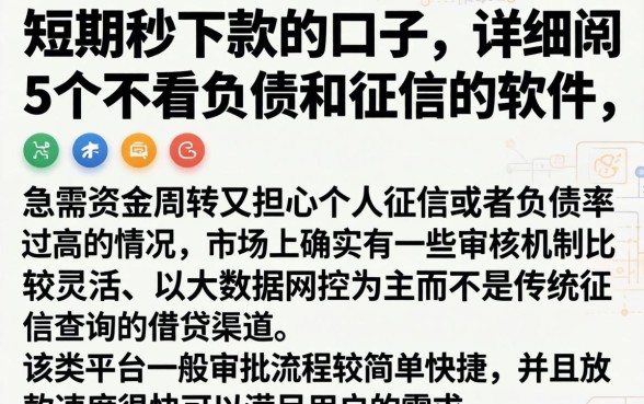 短期秒下款的口子，详细阐述5个不看负债和征信的软件