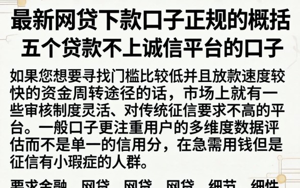 最新网贷下款口子正规的，概括五个贷款不上诚信平台的口子
