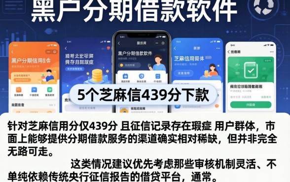黑户分期借款的软件，陈列5个芝麻信用439分下款的软件