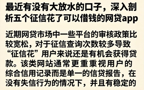 最近有没有大放水的口子，深入剖析五个征信花了可以借钱的网贷app