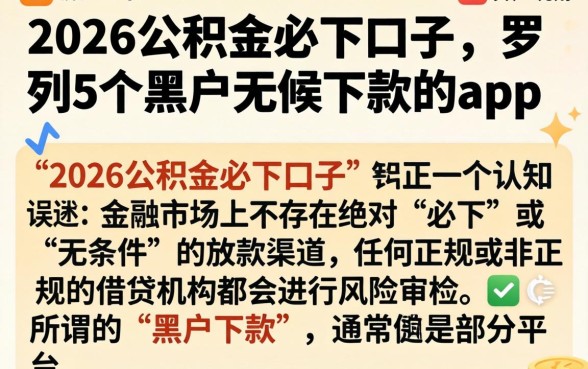 2026公积金必下口子,罗列5个黑户无条件下款的app
