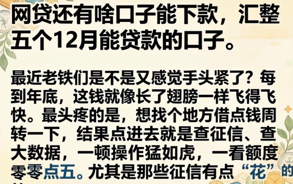 网贷还有啥口子能下款，汇整五个12月能贷款的口子