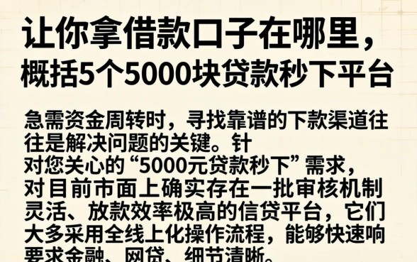 让你拿借款口子在哪里，概括5个5000块贷款秒下平台
