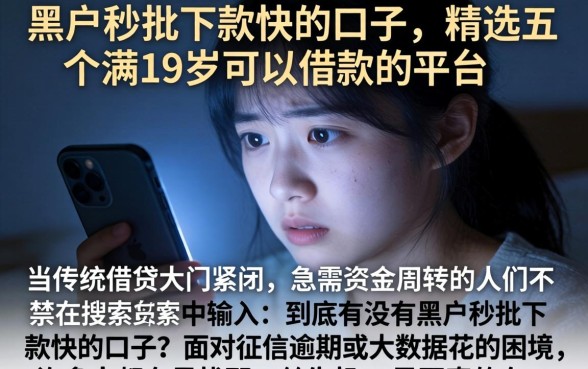 黑户秒批下款快的口子，精选五个满19岁可以借款的平台