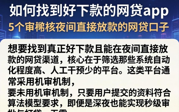 如何找到好下款的网贷app，概括5个不审核夜间直接放款的网贷口子