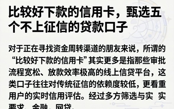 比较好下款的信用卡，甄选五个不上征信的贷款口子