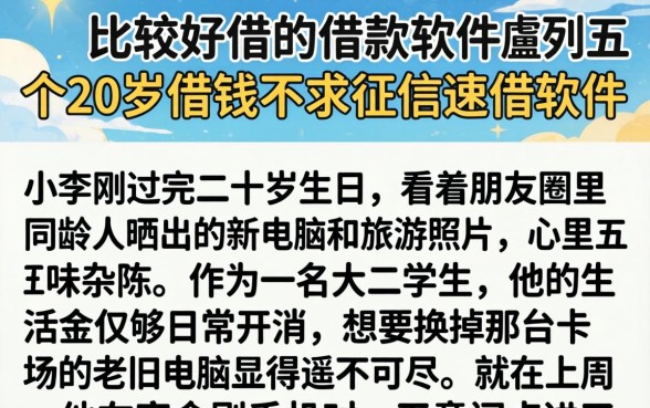 比较好借的借款软件，胪列五个20岁借钱不求征信速借软件