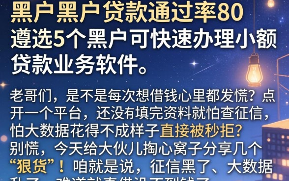 黑户黑户贷款通过率80，遴选5个黑户可快速办理小额贷款业务的软件