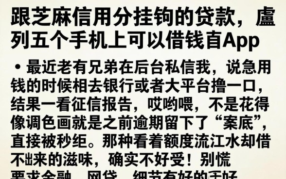 跟芝麻信用分挂钩的贷款，胪列五个手机上可以借钱的app