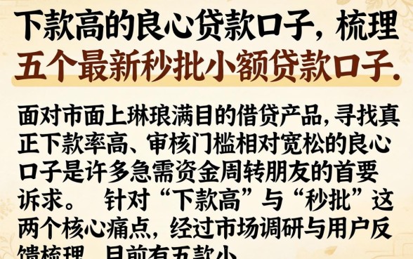 下款高的良心贷款口子，梳理五个最新秒批小额贷款口子