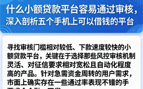 什么小额贷款平台容易通过审核，深入剖析五个手机上可以借钱的平台