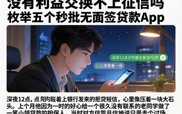 没有利益交换不上征信吗，枚举五个秒批无面签贷款app