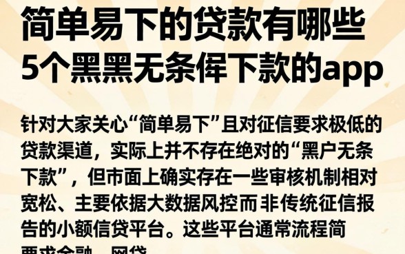 简单易下的贷款有哪些，概括5个黑户无条件下款的app