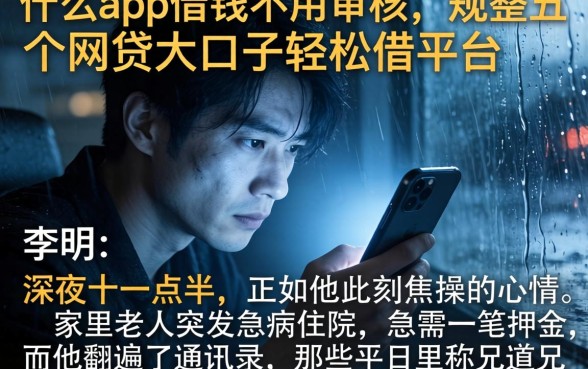 什么app借钱不用审核，规整五个网贷大口子轻松借平台