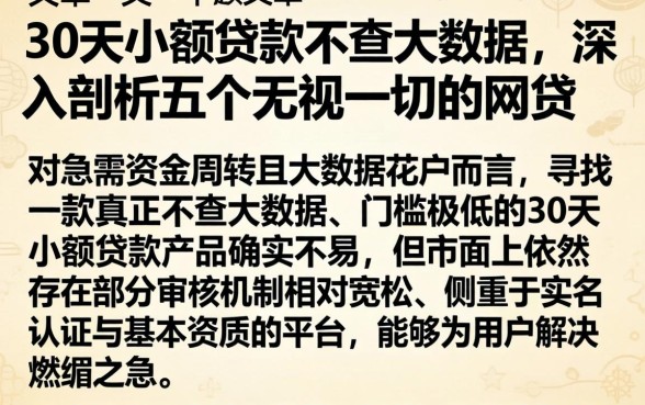 30天小额贷款不查大数据，深入剖析五个无视一切的网贷