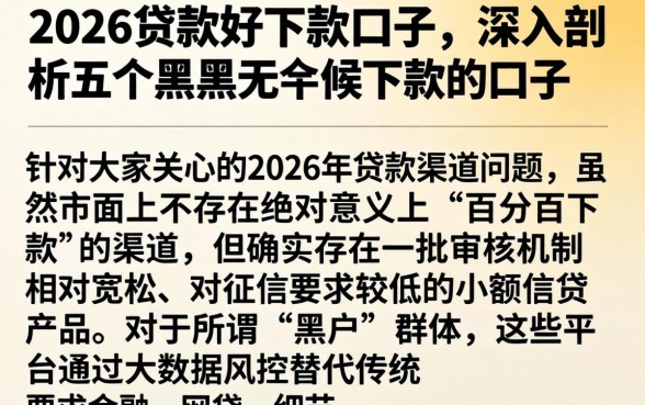 2026贷款好下款的口子，深入剖析五个黑户无条件下款的口子
