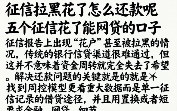 征信拉黑花了怎么还款呢,概括五个征信花了能网贷的口子