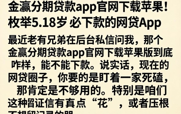 金瀛分期贷款app官网下载苹果，枚举5个18岁必下款的网贷app