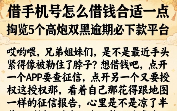 借手机号怎么借钱合适一点,概览5个高炮双黑逾期必下款平台