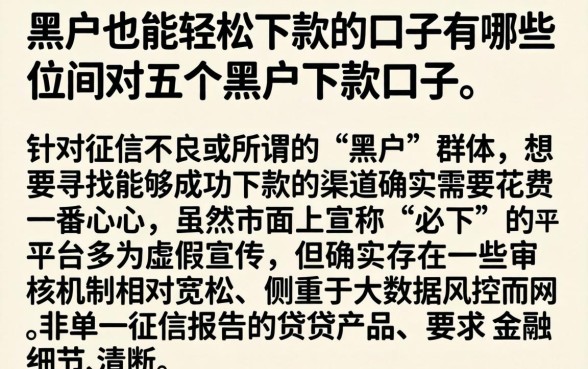 黑户也能轻松下款的口子有哪些，详细阐述五个黑户下款口子