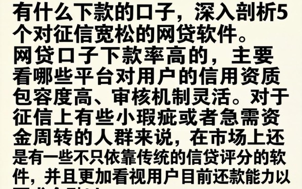 有什么下款的口子，深入剖析5个对征信宽松的网贷软件