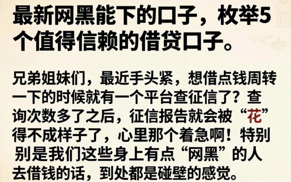 最新网黑能下的口子，枚举5个值得信赖的借贷口子