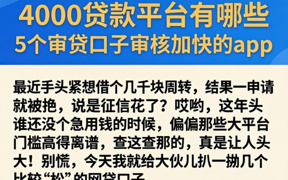 4000贷款平台有哪些，概括5个审贷口子审核加快的app