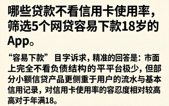 哪些贷款不看信用卡使用率，筛选5个网贷容易下款18岁的app