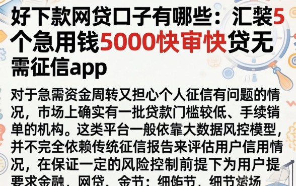 好下款的网贷口子有哪些,汇整5个急用钱5000快审快贷无需征信app