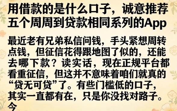 用借款的是什么口子，诚意推荐五个周周到贷款相同系列的app