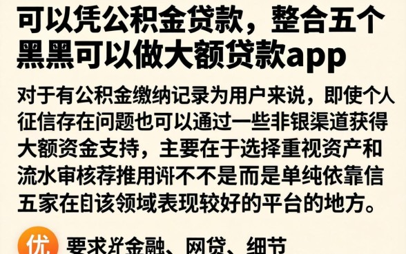可以凭公积金贷款，整合五个黑户可以做大额贷款app