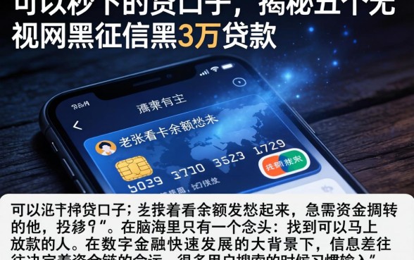 可以秒下的贷口子，揭秘五个无视网黑征信黑3万贷款