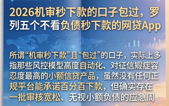 2026机审秒下款的口子包过，罗列五个不看负债秒下款的网贷app