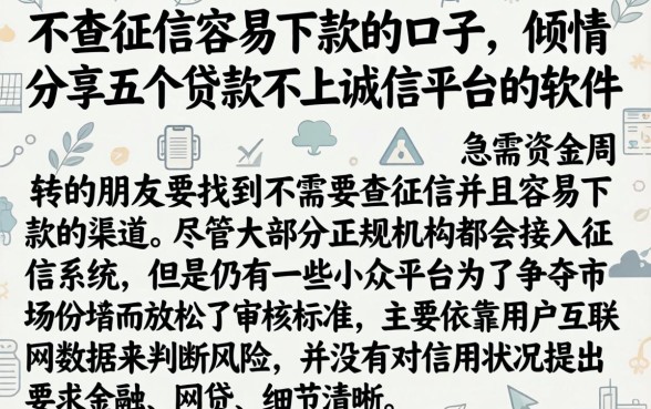 不查征信容易下款的口子，倾情分享五个贷款不上诚信平台的软件