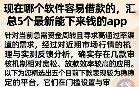 现在哪个软件容易借款的，汇总5个最新能下来钱的app
