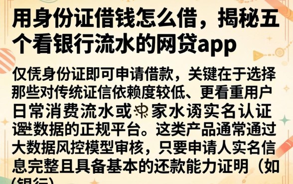 用身份证借钱怎么借，揭秘五个看银行流水的网贷app