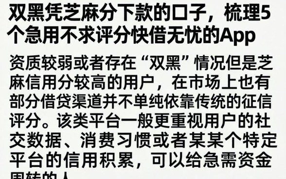 双黑凭芝麻分下款的口子，梳理5个急用不求评分快借无忧的app