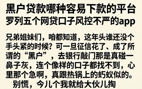 黑户贷款哪种容易下款的平台，罗列五个网贷口子风控不严的app