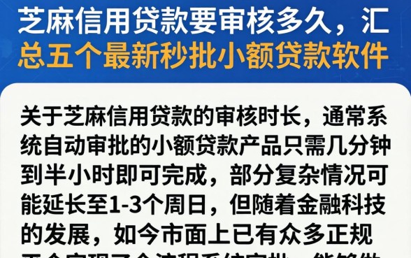 芝麻信用贷款要审核多久，汇总五个最新秒批小额贷款软件