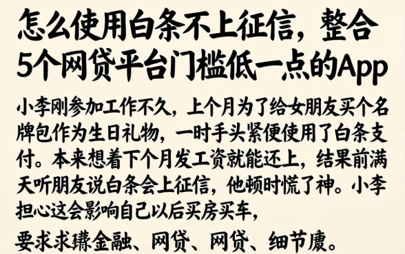 怎么使用白条不上征信，整合5个网贷平台门槛低一点的app