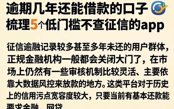 逾期几年还能借款的口子，梳理5个低门槛不查征信的app