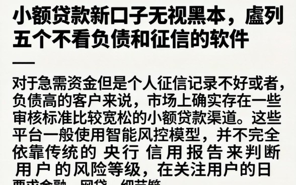 小额贷款新口子无视黑户，胪列五个不看负债和征信的软件
