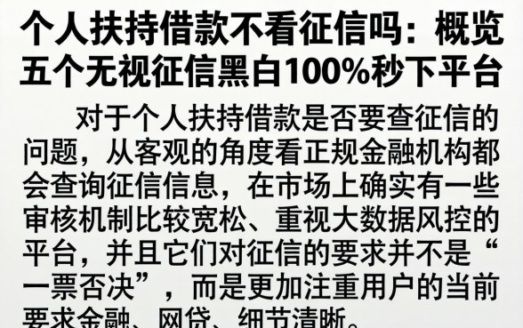个人扶持借款不看征信吗，概览五个无视征信黑白100%秒下平台