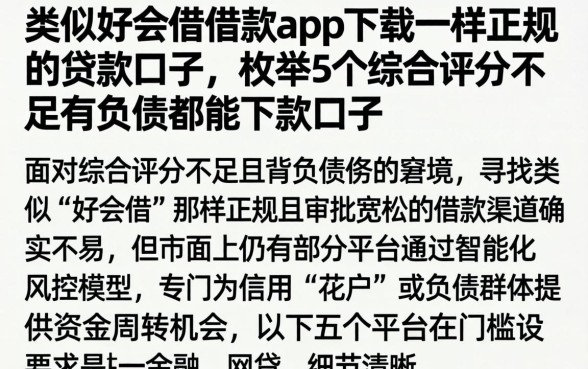 类似好会借借款app下载一样正规的贷款口子，枚举5个综合评分不足有负债都能下款口子