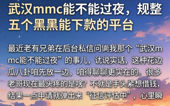 武汉mmc能不能过夜，规整五个黑户能下款的平台