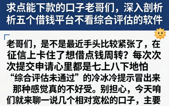 求点能下款的口子老哥们,深入剖析五个借钱平台不看综合评估的软件