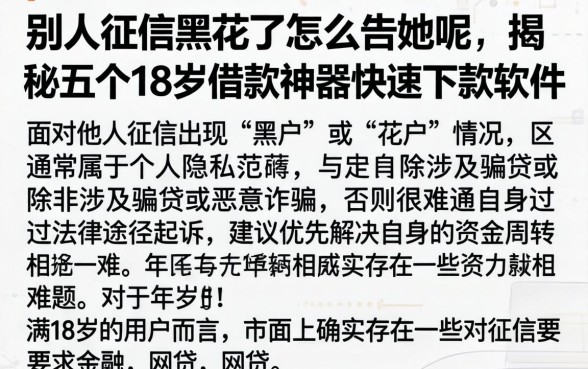 别人征信黑花了怎么告她呢，揭秘五个18岁借款神器快速下款软件