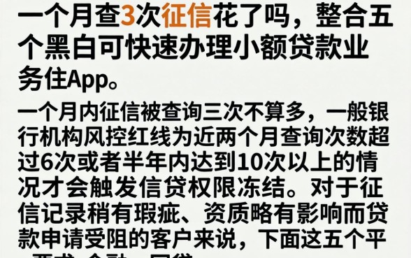 一个月查3次征信花了吗，整合五个黑户可快速办理小额贷款业务的app